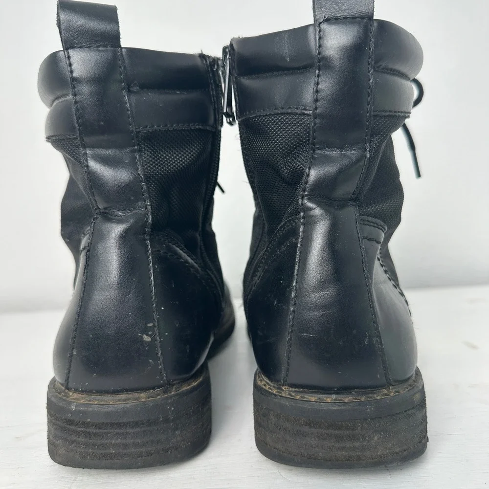 Steve Madden Boots Mens 12 P-Lineup Black Cap Toe Side Zip Combat Boot